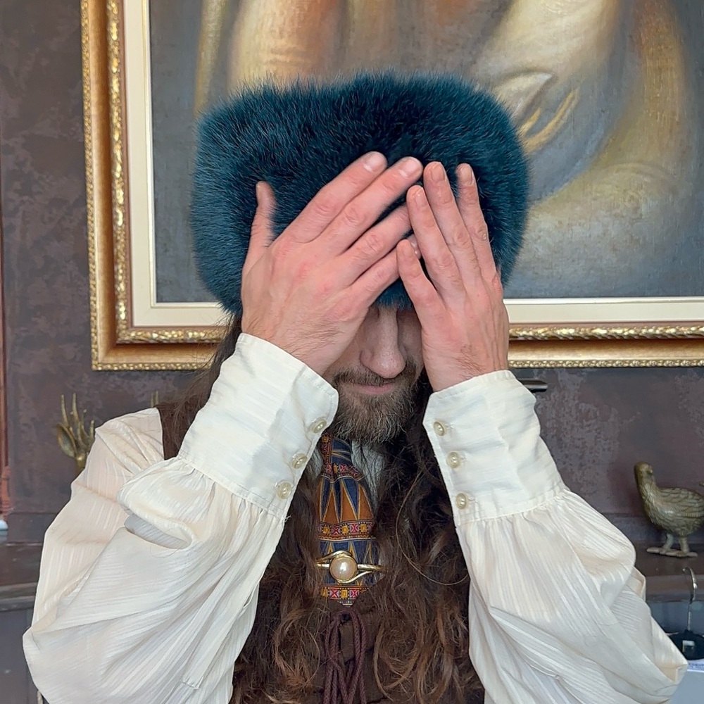 Vintage Teal Fur Headband Or Neck warmer - Picture 4 of 11